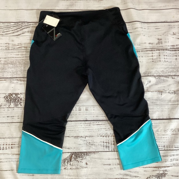 879.Zella Capri Leggings Black & Turquoise Sheer 2X NWT - Picture 2 of 4
